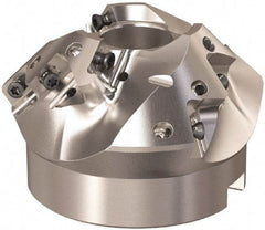 Seco - 79.4mm Cut Diam, 27mm Arbor Hole, 22.5mm Max Depth of Cut, 45° Indexable Chamfer & Angle Face Mill - 9 Inserts, XO.. 1204 Insert, Right Hand Cut, 9 Flutes, Through Coolant, Series R220.49 - USA Tool & Supply