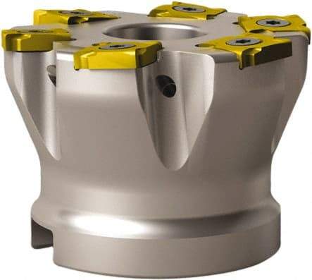 Seco - 6 Inserts, 63mm Cut Diam, 27mm Arbor Diam, 3.1mm Max Depth of Cut, Indexable Square-Shoulder Face Mill - 90° Lead Angle, 45mm High, SNHQ 1203 Insert Compatibility, Through Coolant - USA Tool & Supply