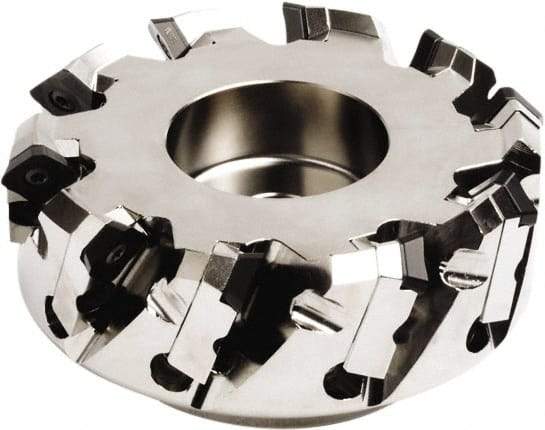 Seco - 112mm Cut Diam, 32mm Arbor Hole, 6mm Max Depth of Cut, 45° Indexable Chamfer & Angle Face Mill - 6 Inserts, SE.. 1204 Insert, Right Hand Cut, 6 Flutes, Series QuattroMill - USA Tool & Supply