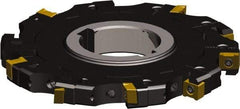 Seco - Arbor Hole Connection, 0.4724" Cutting Width, 1.071" Depth of Cut, 100mm Cutter Diam, 1-1/16" Hole Diam, 4 Tooth Indexable Slotting Cutter - 335.18 Toolholder, LNK.. 08.. Insert - USA Tool & Supply