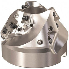 Seco - 2.638" Cut Diam, 1" Arbor Hole, 1.102" Max Depth of Cut, 60° Indexable Chamfer & Angle Face Mill - 9 Inserts, XO.. 1204 Insert, Right Hand Cut, 3 Flutes, Through Coolant, Series R220.49 - USA Tool & Supply