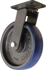 Hamilton - 12" Diam x 3" Wide x 15-1/2" OAH Top Plate Mount Swivel Caster - Polyurethane Mold onto Cast Iron Center, 2,800 Lb Capacity, Tapered Roller Bearing, 5-1/4 x 7-1/4" Plate - USA Tool & Supply