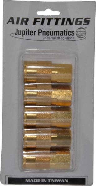 Value Collection - 5 Piece 3/8" Body 3/8 NPT 145 psi Brass Industrial Pneumatic Coupling Plug Set - USA Tool & Supply