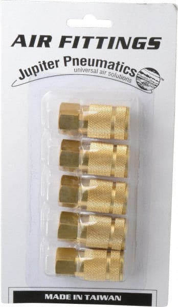 Value Collection - 5 Piece 1/4" Body 1/4 NPT 145 psi Brass Tru-Flate Automotive Pneumatic Coupling Plug Set - USA Tool & Supply