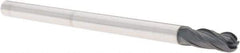 Iscar - 1/4" Diam, 1/2" LOC, 4 Flute Solid Carbide Ball End Mill - TiAlN Finish, Single End, 4" OAL, 1/4" Shank Diam, Spiral Flute - USA Tool & Supply