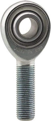 Made in USA - 5/16" ID, 7/8" Max OD, 7,640 Lb Max Static Cap, Plain Male Spherical Rod End - 5/16-24 LH, 1-1/4" Shank Length, Alloy Steel with Steel Raceway - USA Tool & Supply