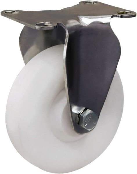 Hamilton - 4" Diam x 1-3/8" Wide x 5-1/8" OAH Top Plate Mount Rigid Caster - Polyolefin, 300 Lb Capacity, Plain Bore Bearing, 2-3/8 x 3-5/8" Plate - USA Tool & Supply