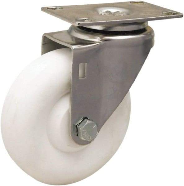 Hamilton - 4" Diam x 1-3/8" Wide x 5-1/8" OAH Top Plate Mount Swivel Caster - Polyolefin, 300 Lb Capacity, Plain Bore Bearing, 2-3/8 x 3-5/8" Plate - USA Tool & Supply