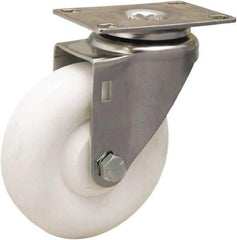 Hamilton - 4" Diam x 1-3/8" Wide x 5-1/8" OAH Top Plate Mount Swivel Caster - Polyolefin, 300 Lb Capacity, Plain Bore Bearing, 2-3/8 x 3-5/8" Plate - USA Tool & Supply