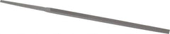 Grobet - 4" Standard Precision Swiss Pattern Narrow Pillar File - Double Cut, 3/16" Width Diam x 3/32" Thick, With Tang - USA Tool & Supply