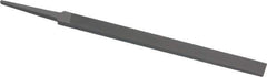 Grobet - 6" Standard Precision Swiss Pattern Regular Pillar File - Double Cut, 1/2" Width Diam x 11/64" Thick, With Tang - USA Tool & Supply