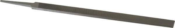 Grobet - 10" Standard Precision Swiss Pattern Regular Pillar File - Double Cut, 23/32" Width Diam x 15/64" Thick, With Tang - USA Tool & Supply