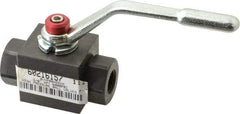 Parker - 3/8" Pipe, Carbon Steel Standard Ball Valve - Inline - Two Way Flow, FNPT x FNPT Ends, Lever Handle, 7,500 WOG - USA Tool & Supply