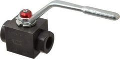 Parker - 3/4" Pipe, Carbon Steel Standard Ball Valve - Inline - Two Way Flow, FNPT x FNPT Ends, Lever Handle, 6,000 WOG - USA Tool & Supply