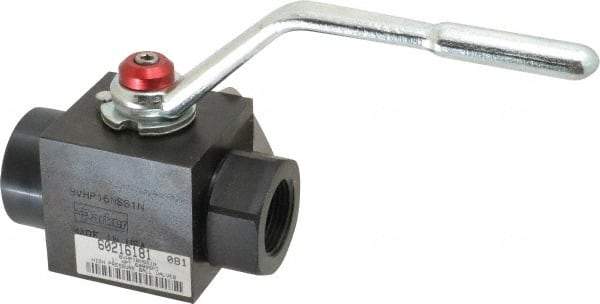 Parker - 1" Pipe, Carbon Steel Standard Ball Valve - Inline - Two Way Flow, FNPT x FNPT Ends, Lever Handle, 6,000 WOG - USA Tool & Supply