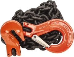 Pewag - 10' Long, 3,500 Lb Basket Capacity, 3,500 Lb Vertical Capacity, Alloy Steel Web Sling - SSG Chain Sling, 9/32" Diam Chain, Silver (Color), with Grab Hook & Sling Hook - USA Tool & Supply