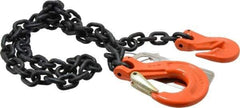 Pewag - 5' Long, 3,500 Lb Basket Capacity, 3,500 Lb Vertical Capacity, Alloy Steel Web Sling - SSG Chain Sling, 9/32" Diam Chain, Silver (Color), with Grab Hook & Sling Hook - USA Tool & Supply