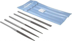 Grobet - 5 Piece Swiss Pattern File Set - 8-1/2" Long, 00 Coarseness, Set Includes Half Round, Hand, Round, Square, Three Square - USA Tool & Supply