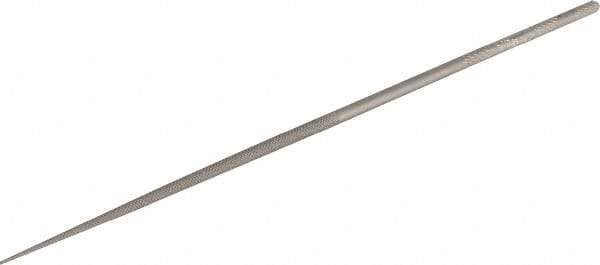 Grobet - 6-1/4" Needle Precision Swiss Pattern Round File - Round Handle - USA Tool & Supply