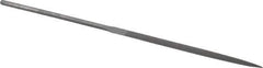 Grobet - 6-1/4" Needle Precision Swiss Pattern Three Square File - Round Handle - USA Tool & Supply