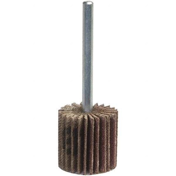 Norton - Mounted Flap Wheel - Coarse Grade, Aluminum Oxide, Coated, 1/4" Shank Mount, Cloth Backing - USA Tool & Supply