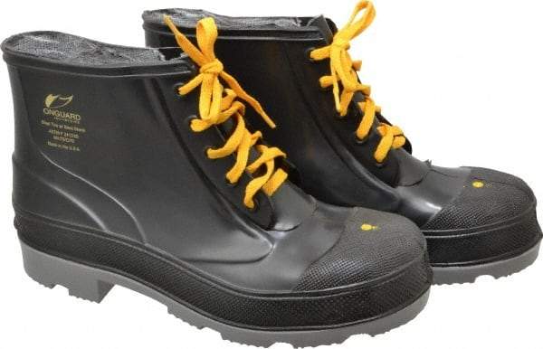 Dunlop Protective Footwear - Men's Size 11 Medium Width Steel Work Boot - Black, Polyurethane, PVC Upper, 6" High, Chemical Resistant, Dielectric, Non-Slip - USA Tool & Supply