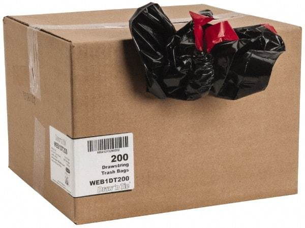 PRO-SOURCE - 1.2 mil Thick, Household/Office Trash Bags - Hexene Resins, Drawstring, 30-1/2" Wide x 34" High, Black - USA Tool & Supply