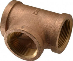Merit Brass - Class 125, 1-1/2" Internal Pipe, Brass Tee - FBSPT x FBSPT x FBSPT - USA Tool & Supply