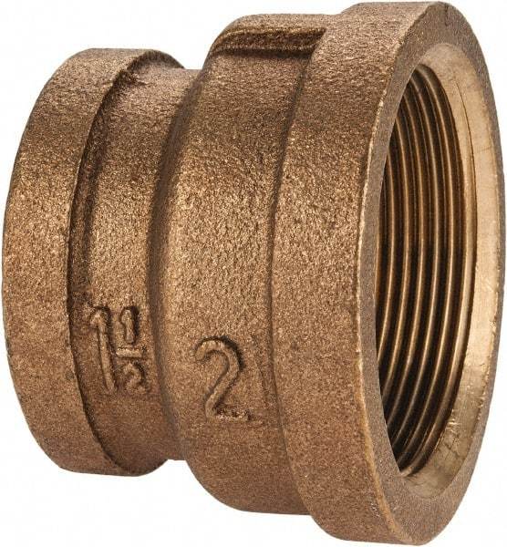 Merit Brass - Class 125, 2 x 1-1/2" Internal Pipe, Brass Reducing Coupling - FBSPT x FBSPT - USA Tool & Supply