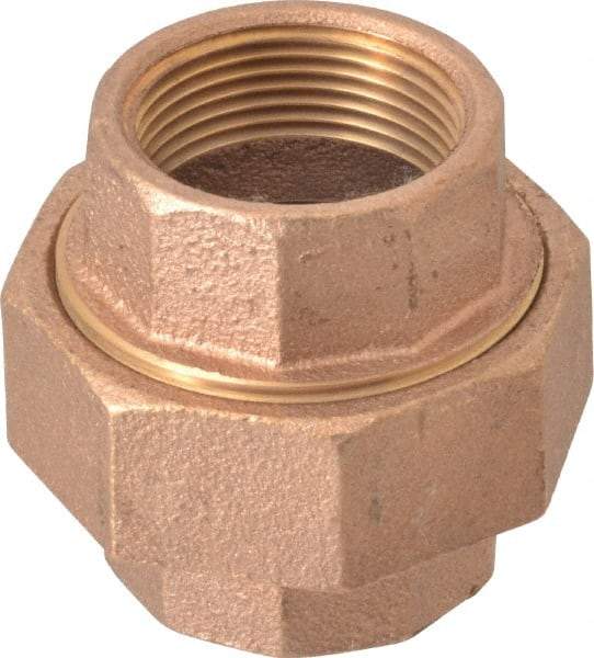 Merit Brass - Class 125, 1-1/4" Internal Pipe, Brass Union - FBSPT x FBSPT - USA Tool & Supply