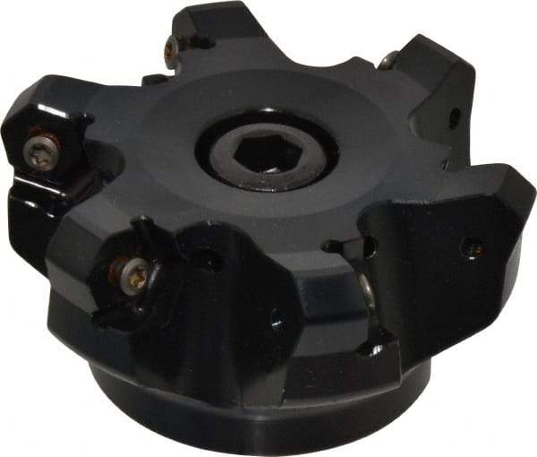 Kennametal - 3" Cut Diam, 1" Arbor Hole, 4.51mm Max Depth of Cut, 45° Indexable Chamfer & Angle Face Mill - 6 Inserts, HNGJ 535-GD Insert, Right Hand Cut, 6 Flutes, Through Coolant, Series KSHR - USA Tool & Supply