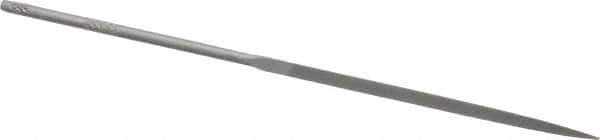 Nicholson - 5-1/2" Needle Precision Swiss Pattern Three Square File - Round Handle - USA Tool & Supply