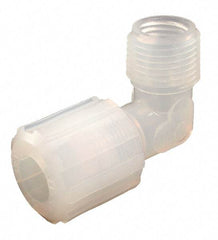 Parker - 1/4" Tube OD, PFA PTFE Plastic Compression Tube Female Adapter Elbow - 1/4 NPT Pipe, 300°F Max, Plastic Grip - USA Tool & Supply