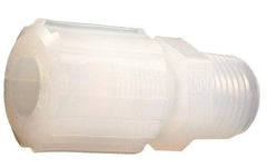 Parker - 3/8" Tube OD, PFA PTFE Plastic Compression Tube Male Straight Adapter - 1/8 NPT Pipe, 300°F Max, Plastic Grip - USA Tool & Supply