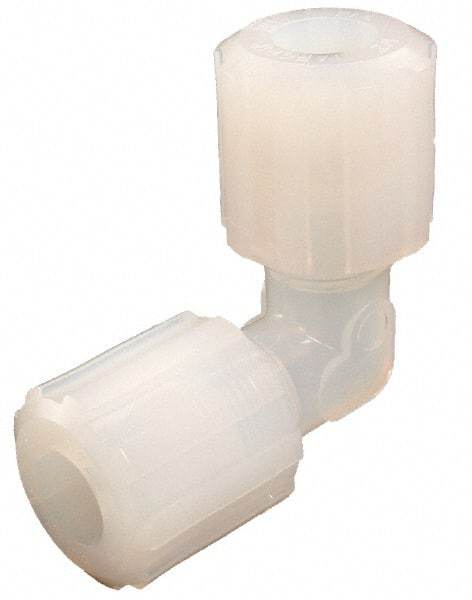 Parker - 3/8" Tube OD, PFA PTFE Plastic Compression Tube Union Elbow - 300°F Max, Plastic Grip - USA Tool & Supply