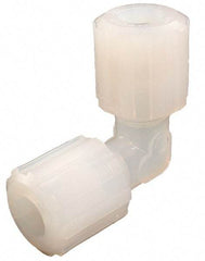 Parker - 1/4" Tube OD, PFA PTFE Plastic Compression Tube Union Elbow - 300°F Max, Plastic Grip - USA Tool & Supply