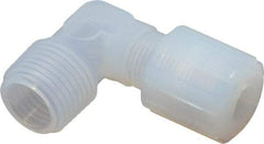 Parker - 3/8" Tube OD, PFA PTFE Plastic Compression Tube Male Adapter Elbow - 1/2 NPT Pipe, 325°F Max, Plastic Grip - USA Tool & Supply