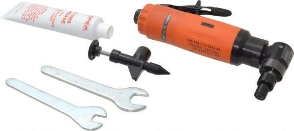 Dotco - 1/4" Collet, Angle Handle, Air Angle Die Grinder - 18,000 RPM, Rear Exhaust, 30 CFM, 0.6 hp, 90 psi, 1/4" Inlet - USA Tool & Supply