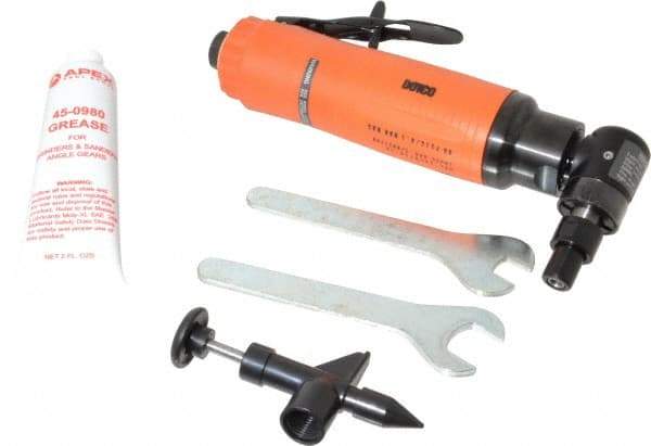 Dotco - 1/4" Collet, Angle Handle, Air Angle Die Grinder - 18,000 RPM, Rear Exhaust, 38 CFM, 0.9 hp, 90 psi, 1/4" Inlet - USA Tool & Supply
