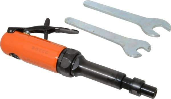 Dotco - 1/4" Collet, Straight Handle, Air Extended Length Die Grinder - 28,000 RPM, Front Exhaust, 16 CFM, 0.3 hp - USA Tool & Supply