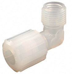 Parker - 1/4" Tube OD, PFA PTFE Plastic Compression Tube Male Adapter Elbow - 1/2 NPT Pipe, 325°F Max, Plastic Grip - USA Tool & Supply