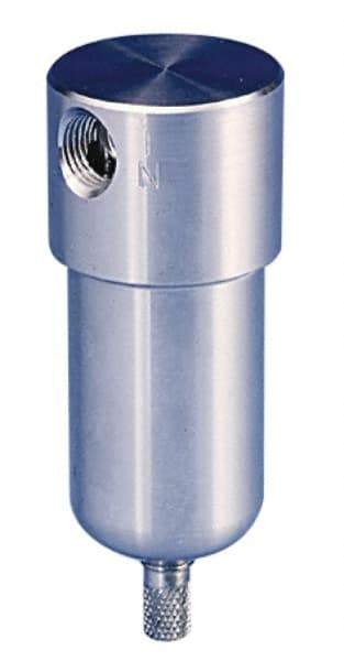 Parker - 1/4" Port, 4" High x 1.56" Wide, FRL Filter with Stainless Steel Bowl & Manual Drain - 16 SCFM, 300 Max psi, 180°F Max, 1 oz Bowl Capacity - USA Tool & Supply