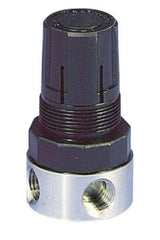 Parker - 1/4 NPT Port, 12 CFM, Stainless Steel Miniature Regulator - 0 to 25 psi Range, 300 Max psi Supply Pressure, 1/4" Gauge Port Thread, 1.56" Wide x 3.06" High - USA Tool & Supply