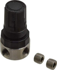 Parker - 1/4 NPT Port, 12 CFM, Stainless Steel Miniature Regulator - 0 to 125 psi Range, 300 Max psi Supply Pressure, 1/4" Gauge Port Thread, 1.56" Wide x 3.06" High - USA Tool & Supply