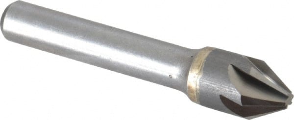 Made in USA - 1/2" Head Diam, 3/8" Shank Diam, 6 Flute 60° Solid Carbide Countersink - USA Tool & Supply