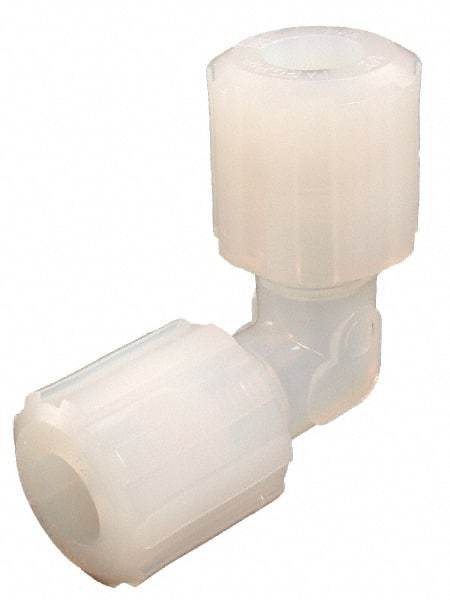 Parker - 1/8" Tube OD, PFA PTFE Plastic Compression Tube Union Elbow - 325°F Max, Plastic Grip - USA Tool & Supply