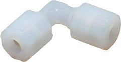 Parker - 3/8" Tube OD, PFA PTFE Plastic Compression Tube Union Elbow - 325°F Max, Plastic Grip - USA Tool & Supply