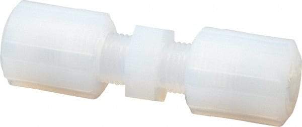 Parker - 1/4" Tube OD, PFA PTFE Plastic Compression Tube Union - 325°F Max, Plastic Grip - USA Tool & Supply