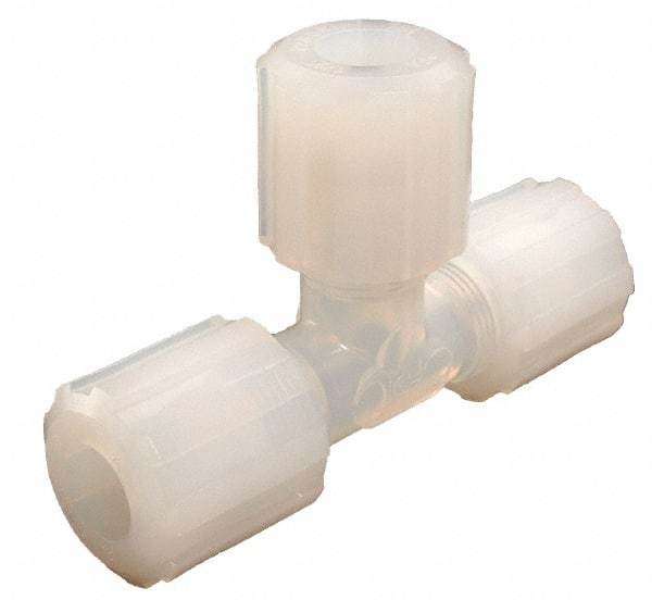 Parker - 1/8" Tube OD, PFA PTFE Plastic Compression Tube Union Tee - 325°F Max, Plastic Grip - USA Tool & Supply
