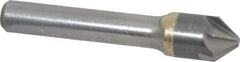 Made in USA - 1/2" Head Diam, 3/8" Shank Diam, 6 Flute 82° Solid Carbide Countersink - Bright Finish, 2-1/2" OAL, 0.109" Nose Diam, Single End, Straight Shank, Right Hand Cut - USA Tool & Supply